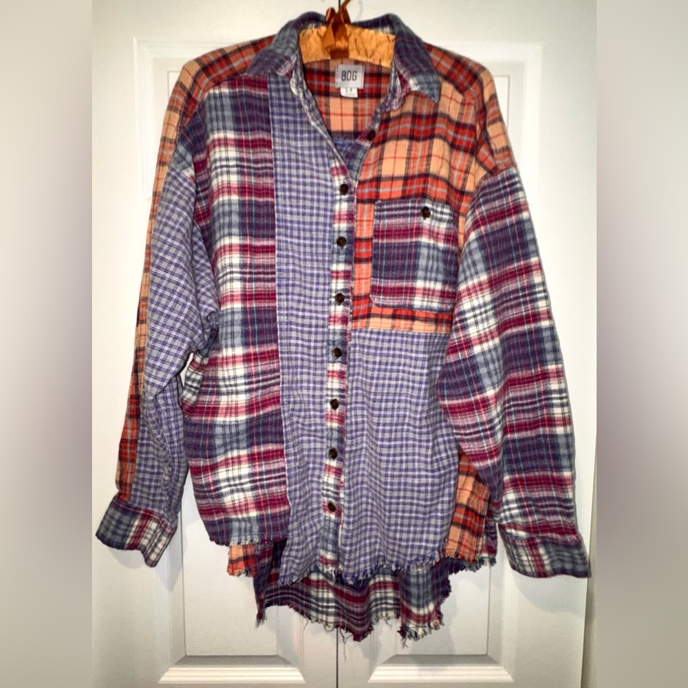 Bdg Ted Patchwork Button Up As Asymmetrical Flann… - image 4